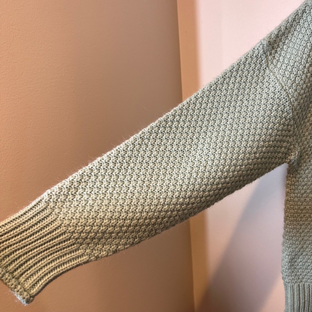 Womens Cozy Winter Sweater in Aqua Blue  Mock‎ Neck Heavy Warm Ribbed Knit Large - Picture 6 of 14